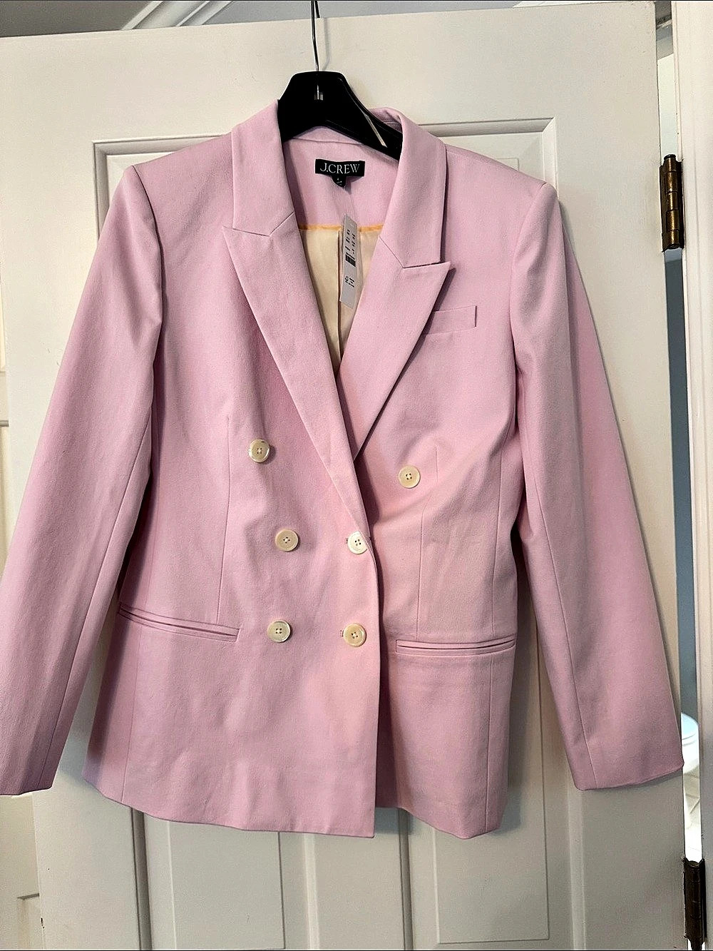 J.Crew Double-breasted blazer in bi-stretch cotton blend Pink Size 6